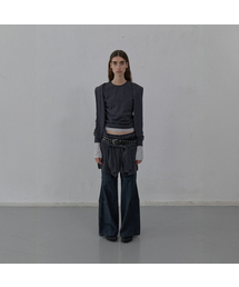 TIED DETAIL KNIT TOP (MELANGE GREY)
