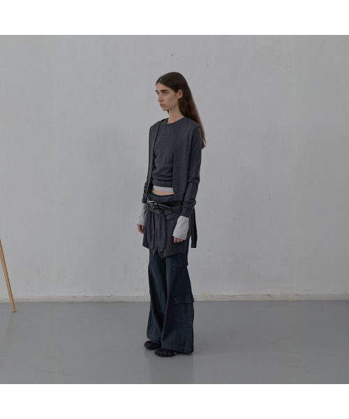 LCDC TM(エルシーディーシーティーエム)の「TIED DETAIL KNIT TOP (MELANGE GREY)(ニット/セーター・レディース・その他・SMALL/MEDIUM)」の2枚目の写真