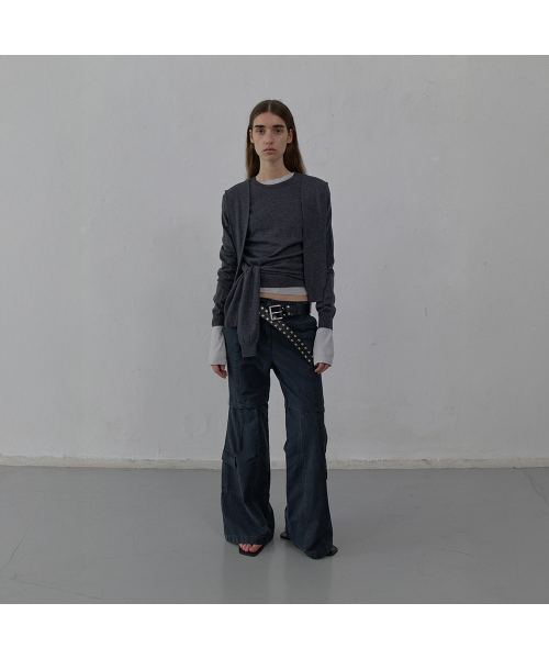 LCDC TM(エルシーディーシーティーエム)の「TIED DETAIL KNIT TOP (MELANGE GREY)(ニット/セーター・レディース・その他・SMALL/MEDIUM)」の4枚目の写真