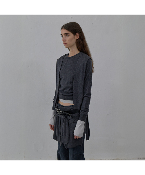 LCDC TM(エルシーディーシーティーエム)の「TIED DETAIL KNIT TOP (MELANGE GREY)(ニット/セーター・レディース・その他・SMALL/MEDIUM)」の6枚目の写真