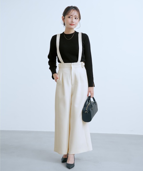 COHINA(コヒナ)の「2wayサイドベルトサロペット 【低身長・小柄女性】(サロペット/オーバーオール・レディース・グレー/ブラック/ホワイト・S-Regular/XS-Short/S-Short/XS-Regular)」の1枚目の写真