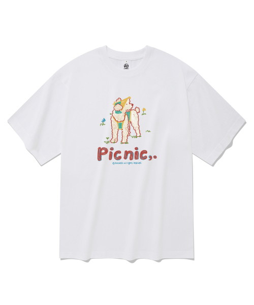 RADINEO(ラディネオ)の「ピクニック半袖Tシャツホワイト(Tシャツ/カットソー・メンズ・その他・SMALL/MEDIUM/LARGE/X-LARGE)」の1枚目の写真