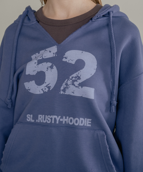 SSIN AND LEE（シンアンドリー）の「(W) ラスティコットンスウェットフードTシャツブルー（パーカー・レディース・その他・F）」の5枚目の写真