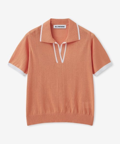 BLOND9(ブロンドナイン)の「クールカラーカラーカラ半袖ニット_オレンジ(ニット/セーター・レディース・オレンジ・MEDIUM/SMALL)」の2枚目の写真