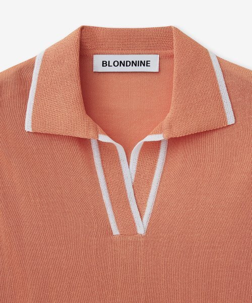 BLOND9(ブロンドナイン)の「クールカラーカラーカラ半袖ニット_オレンジ(ニット/セーター・レディース・オレンジ・MEDIUM/SMALL)」の3枚目の写真