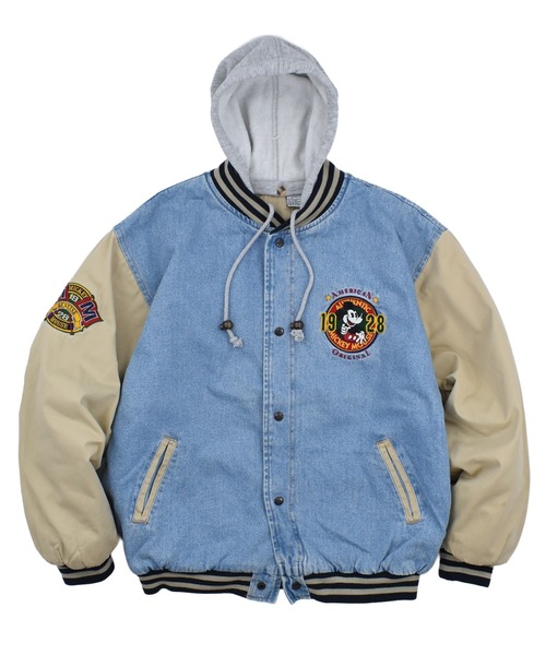 USED】90's Disney “MICKEY MOUSE” 中綿入り デニム スタジャン