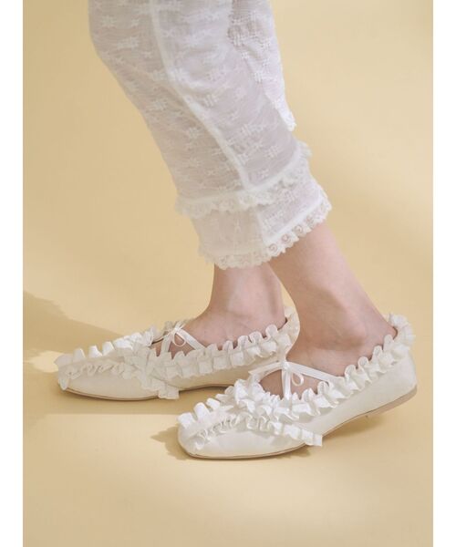 merry jenny（メリージェニー）の「フリルデコラティブバレエシューズ（バレエシューズ・レディース・ピンク/ブラック/アイボリー・LARGE/MEDIUM）」の7枚目の写真