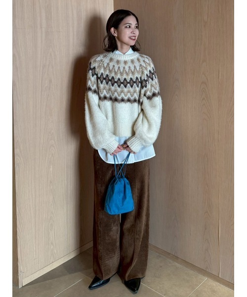 Mila Owen(ミラオーウェン)の「【セットアップ対応】モールヤーンニットセミワイドパンツ(その他パンツ・レディース・ブラウン/アイボリー/ブラック・0/1)」の12枚目の写真