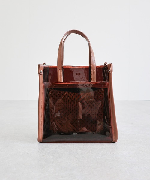 T・S・L（ティーエスエル）の「メッシュポーチ付き2wayクリアトートバッグ（トートバッグ・レディース・ブラック/ホワイト/ブラウン・FREE）」の14枚目の写真