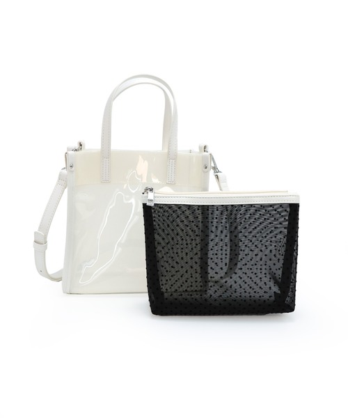 T・S・L（ティーエスエル）の「メッシュポーチ付き2wayクリアトートバッグ（トートバッグ・レディース・ブラック/ホワイト/ブラウン・FREE）」の19枚目の写真