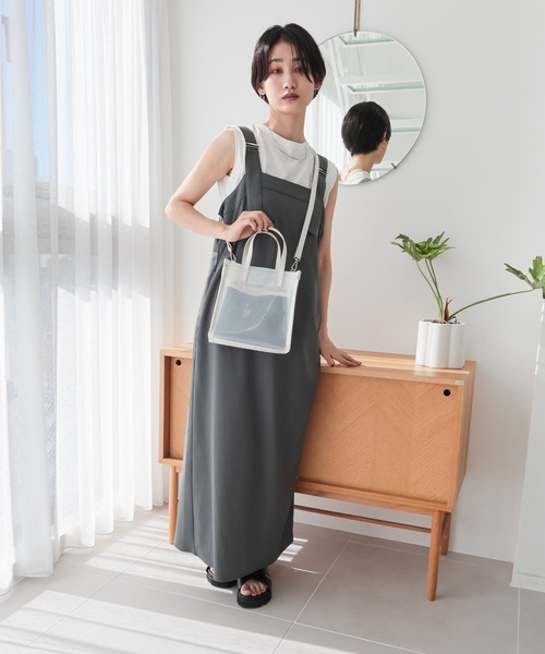 T・S・L（ティーエスエル）の「メッシュポーチ付き2wayクリアトートバッグ（トートバッグ・レディース・ブラック/ホワイト/ブラウン・FREE）」の8枚目の写真