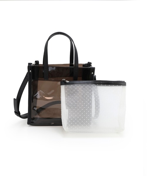 T・S・L（ティーエスエル）の「メッシュポーチ付き2wayクリアトートバッグ（トートバッグ・レディース・ブラック/ホワイト/ブラウン・FREE）」の20枚目の写真