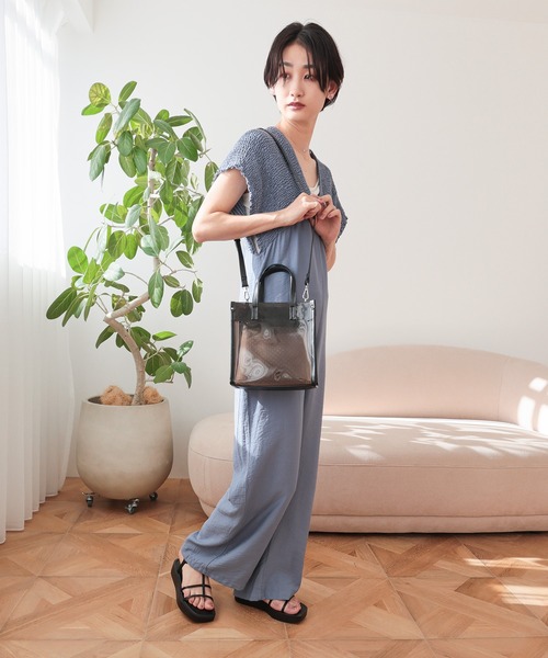 T・S・L（ティーエスエル）の「メッシュポーチ付き2wayクリアトートバッグ（トートバッグ・レディース・ブラック/ホワイト/ブラウン・FREE）」の11枚目の写真