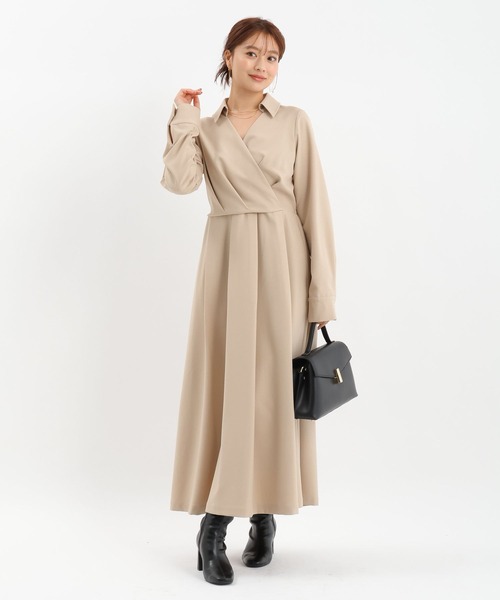 Andemiu（アンデミュウ）の「カシュクールワンピース630149（ワンピース・レディース・ブルーグレー/ベージュ/ネイビー・FREE）」の21枚目の写真