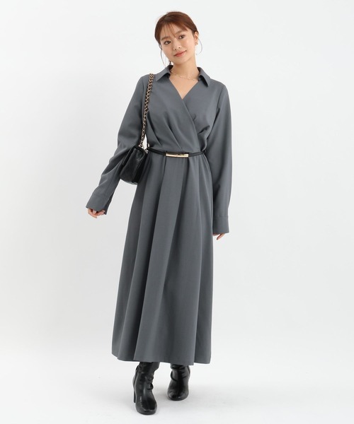 Andemiu（アンデミュウ）の「カシュクールワンピース630149（ワンピース・レディース・ブルーグレー/ベージュ/ネイビー・FREE）」の22枚目の写真