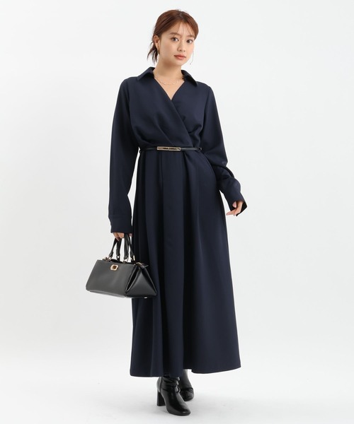 Andemiu（アンデミュウ）の「カシュクールワンピース630149（ワンピース・レディース・ブルーグレー/ベージュ/ネイビー・FREE）」の15枚目の写真