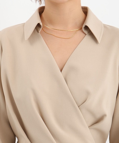 Andemiu（アンデミュウ）の「カシュクールワンピース630149（ワンピース・レディース・ブルーグレー/ベージュ/ネイビー・FREE）」の19枚目の写真