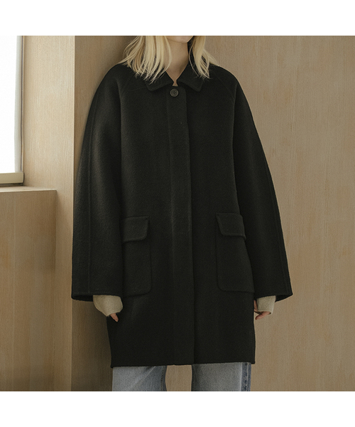 KNOWNBETTER（ノウンベター）の「Handmade raglan wool half coat [KNFW04CT05]_[2color]（チェスターコート・レディース・ブラック/チャコール・FREE）」の2枚目の写真