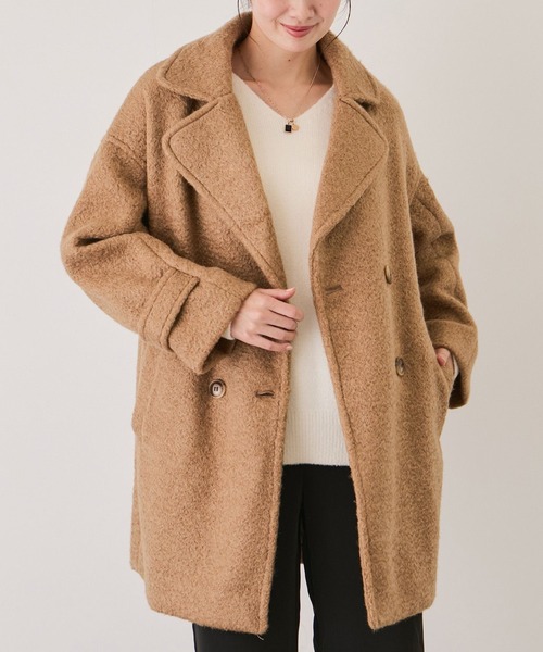 Jayro(ジャイロ)の「テーラー衿ショートPコート(ピーコート・レディース・ブラック/ホワイト系その他/キャメル・M)」の3枚目の写真