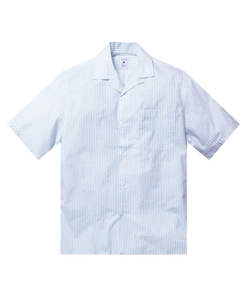 THESHIRTHOUSE(ザシャツハウス)の「オープンカラー ストライプ-ブルー(シャツ/ブラウス・メンズ・ブルー・FREE)」の1枚目の写真