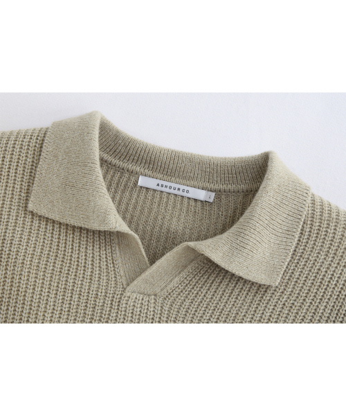 ASHOUR(アッシュアワー)の「Open Collar Mixed Knit Beige(ニット/セーター・メンズ・その他・MEDIUM/LARGE)」の3枚目の写真