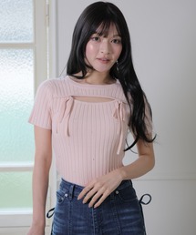 レディースのニット/セーター（ピンク/桃色系・半袖）ファッション通販