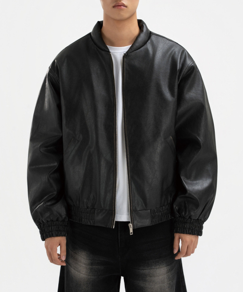 UNDEROFF(アンダーオフ)の「ヴィンテージレザーパディッドブルゾンブラウン(ライダースジャケット・メンズ・ブラウン・LARGE/X-LARGE/MEDIUM)」の2枚目の写真