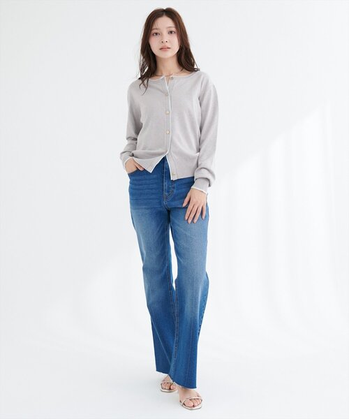 natural couture(ナチュラルクチュール)の「配色金ボタンニットカーディガン(カーディガン/ボレロ・レディース・オフホワイト/チャコールグレー/ベージュ/ネイビー/ライトグレー・FREE)」の19枚目の写真
