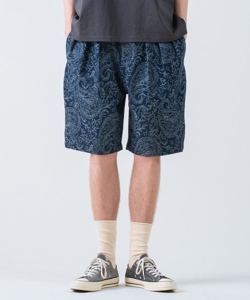 rehacer(レアセル)の「rehacer : Jacquard Denim Shorts / ジャガード デニム ショーツ(デニムパンツ・メンズ・インディゴブルー・LARGE/MEDIUM/SMALL)」の1枚目の写真