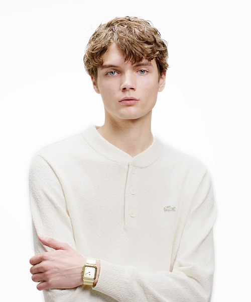 LACOSTE(ラコステ)の「ブークレー ヘンリーネックニットセーター(ニット/セーター・メンズ・オレンジ/オフホワイト/グレー・4/5/2/3)」の2枚目の写真