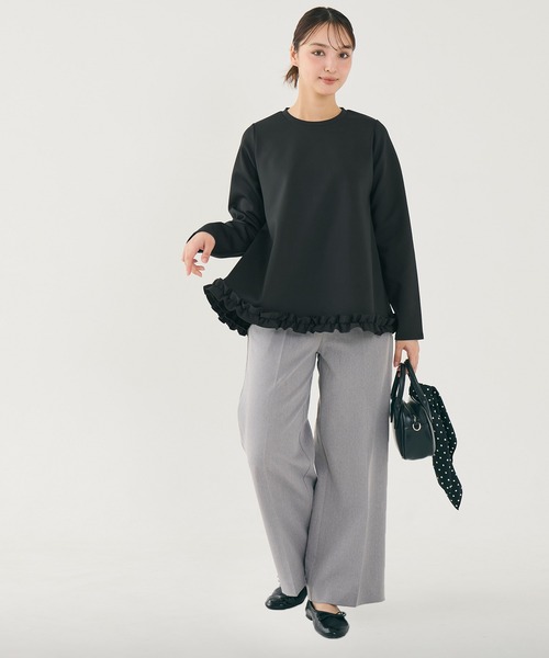 coca(coca)(コカ)の「スムース裾フリルAライントップス(Tシャツ/カットソー・レディース・アイボリー/ブラック・M/L/S)」の8枚目の写真