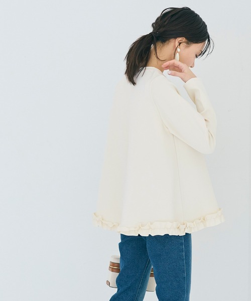coca(coca)(コカ)の「スムース裾フリルAライントップス(Tシャツ/カットソー・レディース・アイボリー/ブラック・M/L/S)」の12枚目の写真