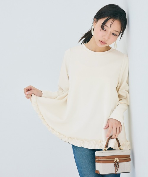 coca(coca)(コカ)の「スムース裾フリルAライントップス(Tシャツ/カットソー・レディース・アイボリー/ブラック・M/L/S)」の14枚目の写真