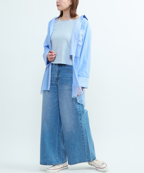 CONVERSE TOKYO(コンバーストウキョウ)の「TULLE LAYERED STRIPE SHIRT(シャツ/ブラウス・レディース・ブラック/ブルー/ネイビー・FREE)」の6枚目の写真