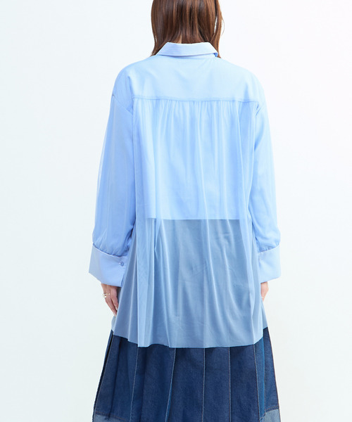 CONVERSE TOKYO(コンバーストウキョウ)の「TULLE LAYERED STRIPE SHIRT(シャツ/ブラウス・レディース・ブラック/ブルー/ネイビー・FREE)」の11枚目の写真