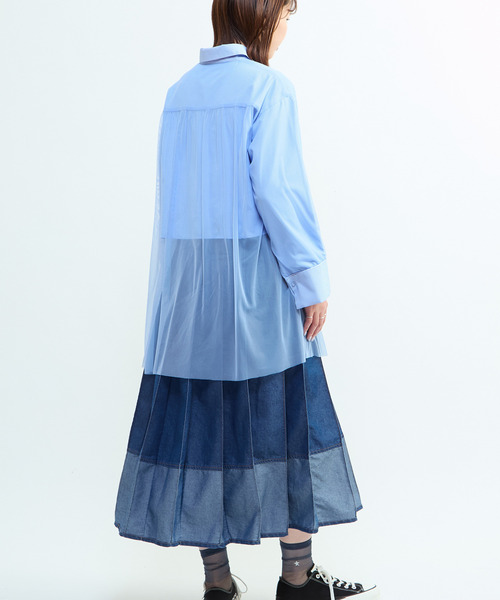 CONVERSE TOKYO(コンバーストウキョウ)の「TULLE LAYERED STRIPE SHIRT(シャツ/ブラウス・レディース・ブラック/ブルー/ネイビー・FREE)」の13枚目の写真
