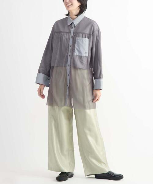 CONVERSE TOKYO(コンバーストウキョウ)の「TULLE LAYERED STRIPE SHIRT(シャツ/ブラウス・レディース・ブラック/ブルー/ネイビー・FREE)」の18枚目の写真