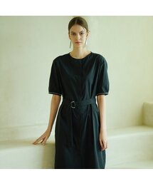 Chain Detail Round Neck Shirt Dress _ Charcoal