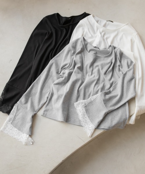 CLETTE(クレット)の「CLETTEオリジナル袖レーススリットリブプルオーバー(Tシャツ/カットソー・レディース・ブラック/ライトグレー/オフホワイト・LL/4L/3L)」の11枚目の写真