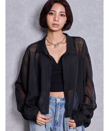 GYDA | SHEERラメショートシャツ(シャツ/ブラウス)