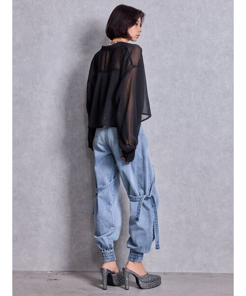 GYDA（ジェイダ）の「SHEERラメショートシャツ（シャツ/ブラウス・レディース・ブラック/オフホワイト/ミント・FREE）」の11枚目の写真