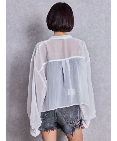 GYDA（ジェイダ）の「SHEERラメショートシャツ（シャツ/ブラウス・レディース・ブラック/オフホワイト/ミント・FREE）」の13枚目の写真