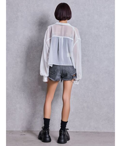 GYDA（ジェイダ）の「SHEERラメショートシャツ（シャツ/ブラウス・レディース・ブラック/オフホワイト/ミント・FREE）」の15枚目の写真