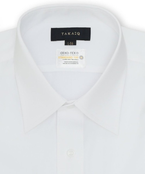 TAKA-Q（タカキュー）の「【白無地 形態安定 吸水速乾】 タカキュー  レギュラーカラー ビジネスシャツ ドレスシャツ 長袖（ビジネスシャツ・メンズ・ホワイト・首回り41cm-裄丈86cm/首回り43cm-裄丈86cm/首回り37cm-裄丈80cm/首回り39cm-裄丈80cm/首回り41cm-裄丈82cm/首回り39cm-裄丈84cm/首回り43cm-裄丈82cm/首回り45cm-裄丈86cm）」の5枚目の写真