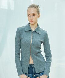 L9 CUTOUT COLLAR TOP(GRAY)