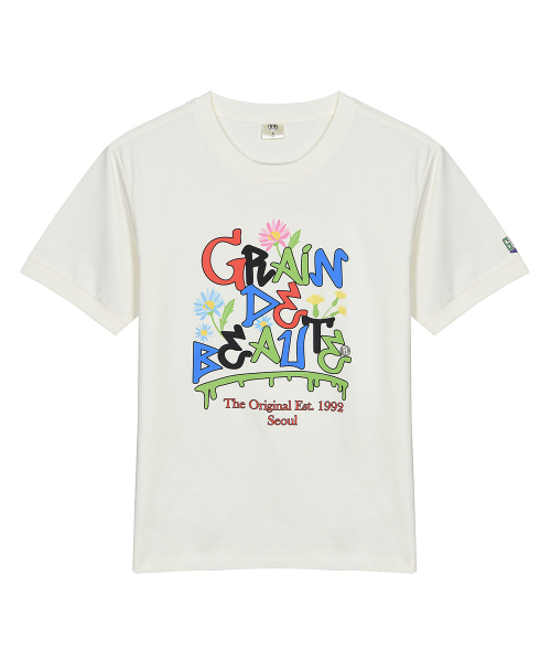 GRAIN DE BEAUTE（グランデボーテ）の「ORIGINAL 1992 T-SHIRT 01 [BEIGE]（Tシャツ/カットソー・レディース・ベージュ・S/M/XL/L）」の2枚目の写真