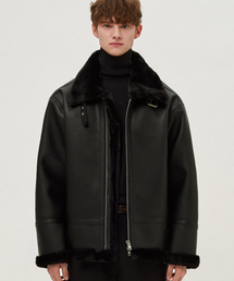 DOFFJASON（ドフジェーソン）の「オーバーフィットソリッドトーンレスジャケット（ブラック）（ムートンコート）」