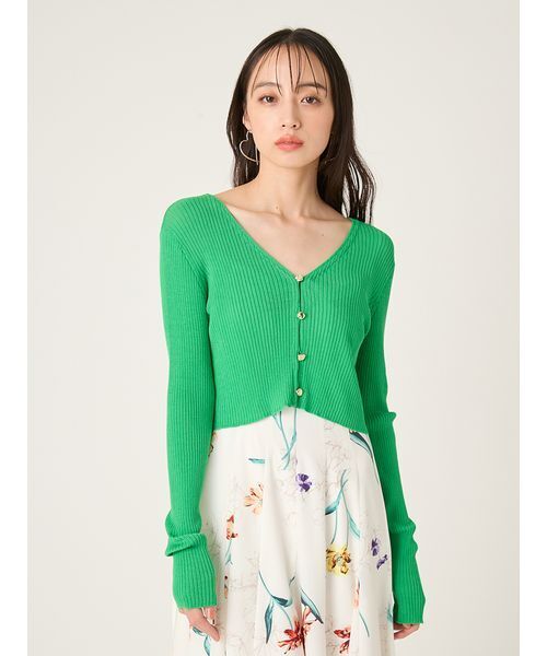 FRAY I.D（フレイアイディー）の「シルクコットンクロップドリブニットカーディガン（カーディガン/ボレロ・レディース・ブラック/イエロー/オレンジ/ホワイト/グリーン・F）」の17枚目の写真