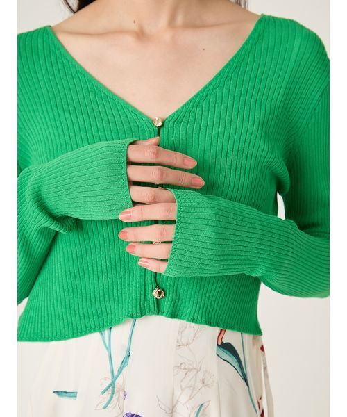 FRAY I.D（フレイアイディー）の「シルクコットンクロップドリブニットカーディガン（カーディガン/ボレロ・レディース・ブラック/イエロー/オレンジ/ホワイト/グリーン・F）」の12枚目の写真