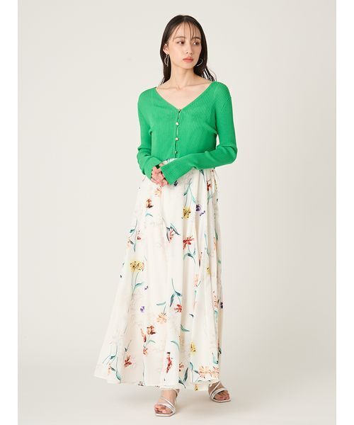 FRAY I.D（フレイアイディー）の「シルクコットンクロップドリブニットカーディガン（カーディガン/ボレロ・レディース・ブラック/イエロー/オレンジ/ホワイト/グリーン・F）」の9枚目の写真